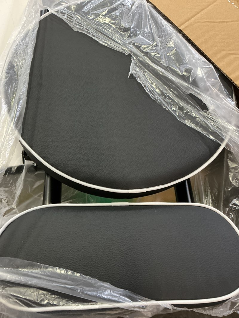 Condition photo showing Good Condition for uwear 1 pcs folding bar stool with back, tall foldable stool seat padded portable stools counter height foldable stools chairs collapsible stool for adults kitchen island (black)