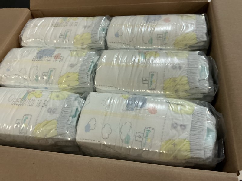 Condition photo showing New/Like New for pampers swaddlers diapers, size 4 (15-34 lbs), 150 count, absorbent, keeps baby dry and comfortable, skin safe disposable baby diaper (packaging may vary) size 4 150