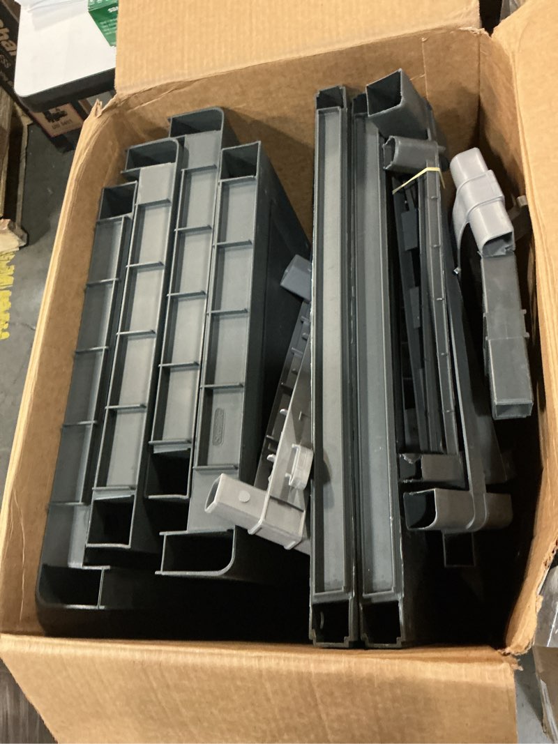 Condition photo showing As Is for Sterilite 4 Shelf Cabinet, Lockable Utility Storage w/ Adjustable Shelves, Gray - Plastic Shelving Unit for Organizing Garage, Pantry, Basement, Laundry Room or Mudroom 1