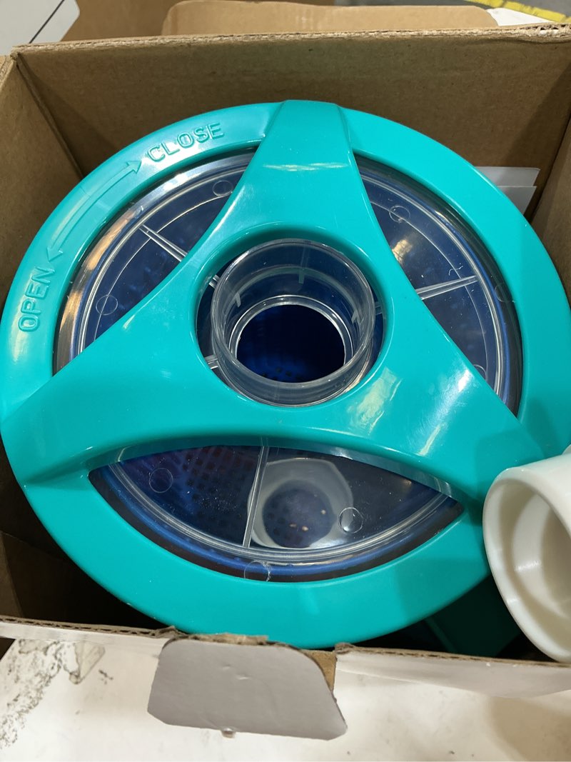 Condition photo showing Good Condition for pool leaf catcher canister, in-line leaf canister for pool spa cleaner, with mesh basket &skimmer socks,fits suction manual & automatic pool cleaners blue