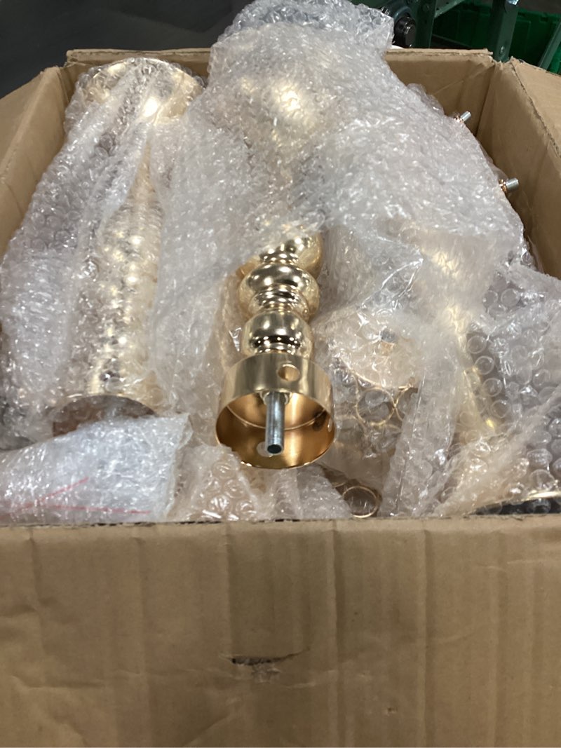 Condition photo showing Good Condition for Set of 4 Candlesticks 5 Arm Crystal Strap Pendant Gold Table Decor Candelabra, 22.5 inches Elegant Dining Room Centerpieces for Holiday Parties Weddings (4, Gold) Gold 4