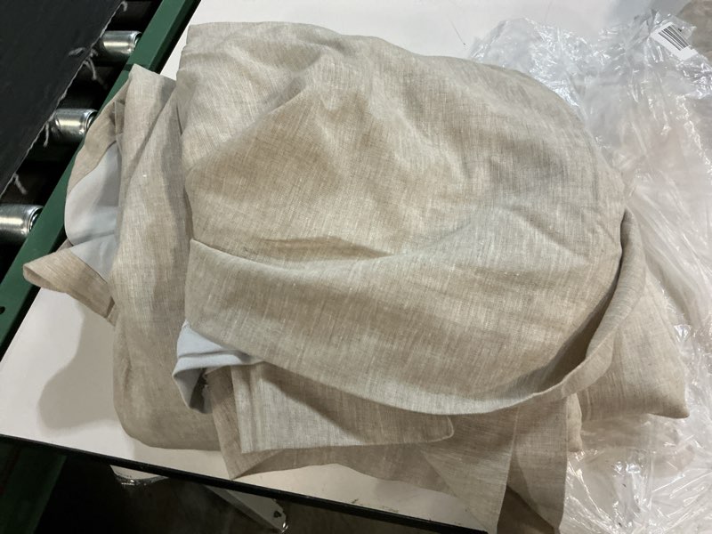 Condition photo showing Good Condition for quince european linen room darkening curtain - single panel size 96x108 color: flax