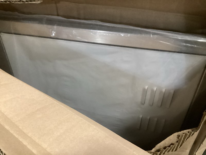 Condition photo showing Good Condition for vevor outdoor kitchen doors, 30w x 21h inch, 304 stainless steel double doors with vents, bbq access door with 2 detachable handles and 6 hooks, for bbq island vents 30w x 21h