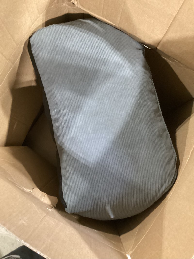 Condition photo showing Good Condition for 36 inches Donut Dog Bed for Large Dogs - Calming Round Pet Bed with Removable&Washable Cover, Plush Faux Fur & Corduroy, Fits Pets up to 80 lbs(Dark Grey, Large) 36.0"L x 36.0"W x 8.0"Th Dark Grey - Corduroy