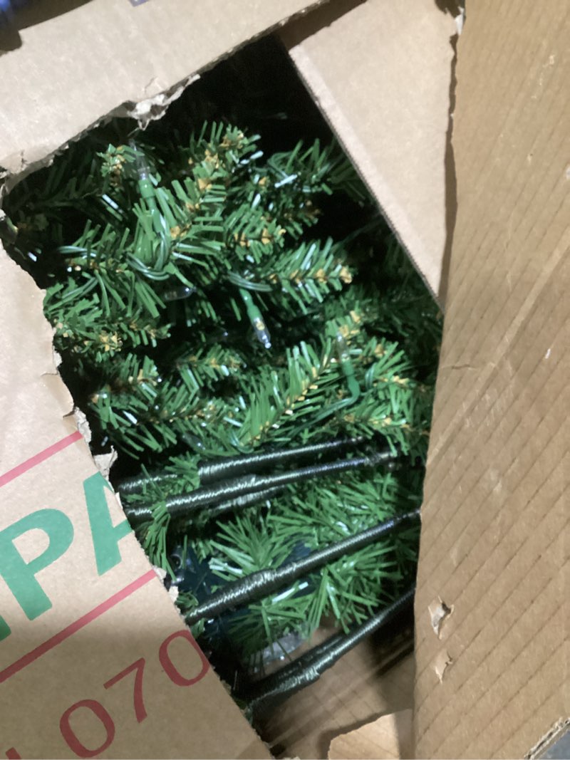 Condition photo showing Good Condition for National Tree Company 7.5 ft Pre-Lit Dunhill Fir Artificial Christmas Tree, 700 LED Lights, 2,514 Tips, Foot Pedal, 10 Light Functions, Includes Stand, Green