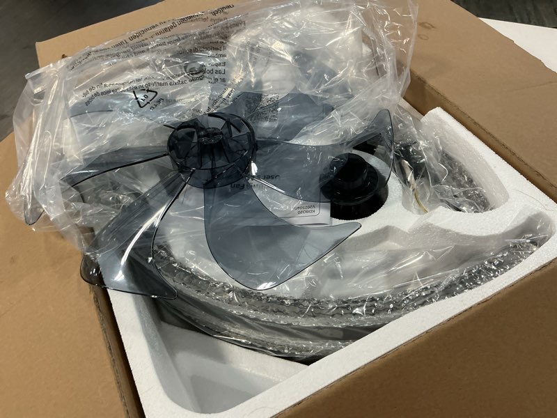 Condition photo showing Good Condition for lediary ceiling fans with lights and remote, 20'' low profile ceiling fan with light, 3000-6000k dimmable fandelier ceiling fans, modern flush mount fan light for bedroom with 6 wind speeds- black black 20 inch