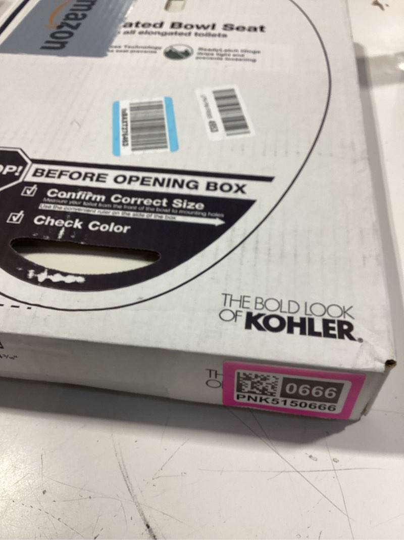 Condition photo showing New/Like New for kohler 4734-rl-96 rutledge readylatch soft close elongated toilet seat, quiet-close lid, grip-tight bumpers, installation hardware, home essentials, biscuit elongated biscuit ready latch