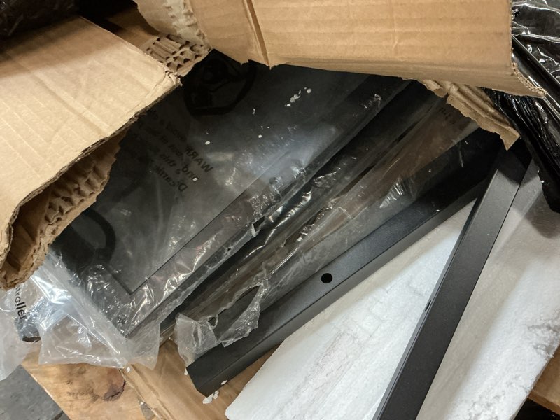 Condition photo showing As Is for Shintenchi 5 Tiers Corner Bookshelf, 70.86" Tall L-Shaped Bookcase, Large Corner Etagere Bookcase, Corner Shelf Display Storage Rack with Metal Frame for Living Room Home Office, Rustic Brown Rustic Brown Corner Bookshelf