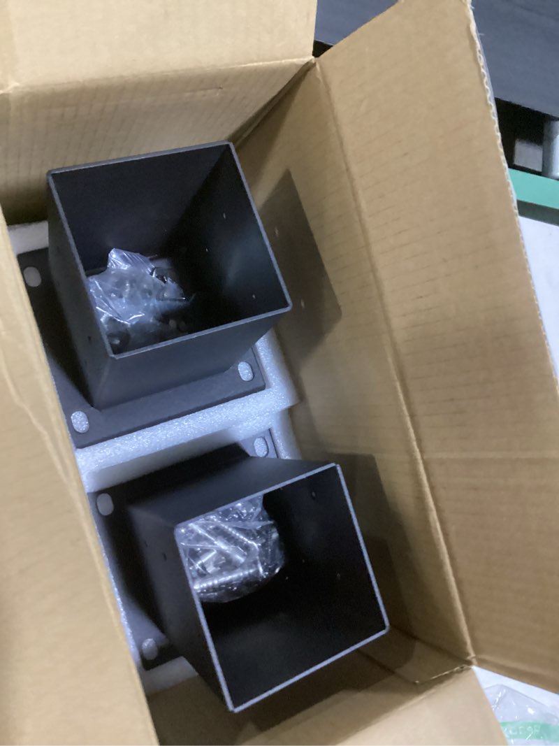 Condition photo showing New/Like New for 4x4 post base 4pcs(inner size 3.55"x 3.55")concrete post brackets anchors 13 gauge thick solid steel heavy duty stainless steel screws black powder coated for pergola,decking,railing,mailbox 4x4 4