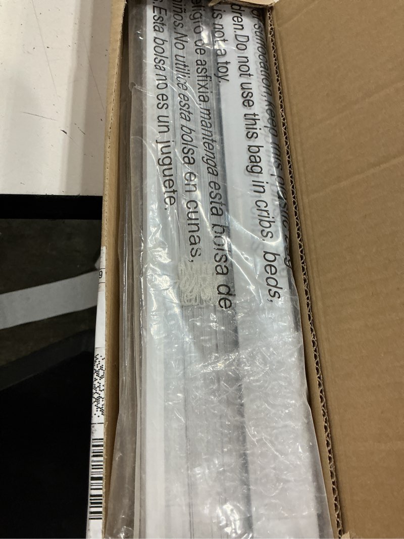 Condition photo showing New/Like New for lazblinds cordless white 1" room darkening vinyl mini blinds, 48" w x 48" h horizontal window blinds for home, cordless shades for indoor windows