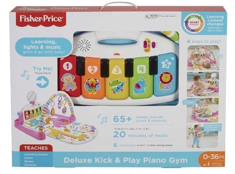 Fisher-Price Deluxe Kick & Play Removable Piano Gym, Pink