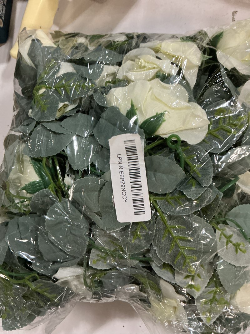 Condition photo showing Good Condition for flower garland rose vine 4pcs 28ft artificial floral garland with green leaves hanging rose vine for wedding party garden home wall decor (white)