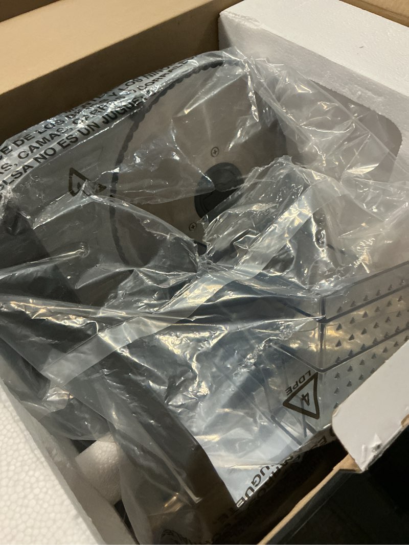 Condition photo showing New/Like New for Cuisinart Kitchen Pro Food Slicer, Meat Slicer with Slice Control Knob Adjusts from 1/32" to 1/2" to Slice Bread, Roasts, and Firm Cheeses, Removable 7.5" Stainless Steel Cutting Blade, FS-75, Gray