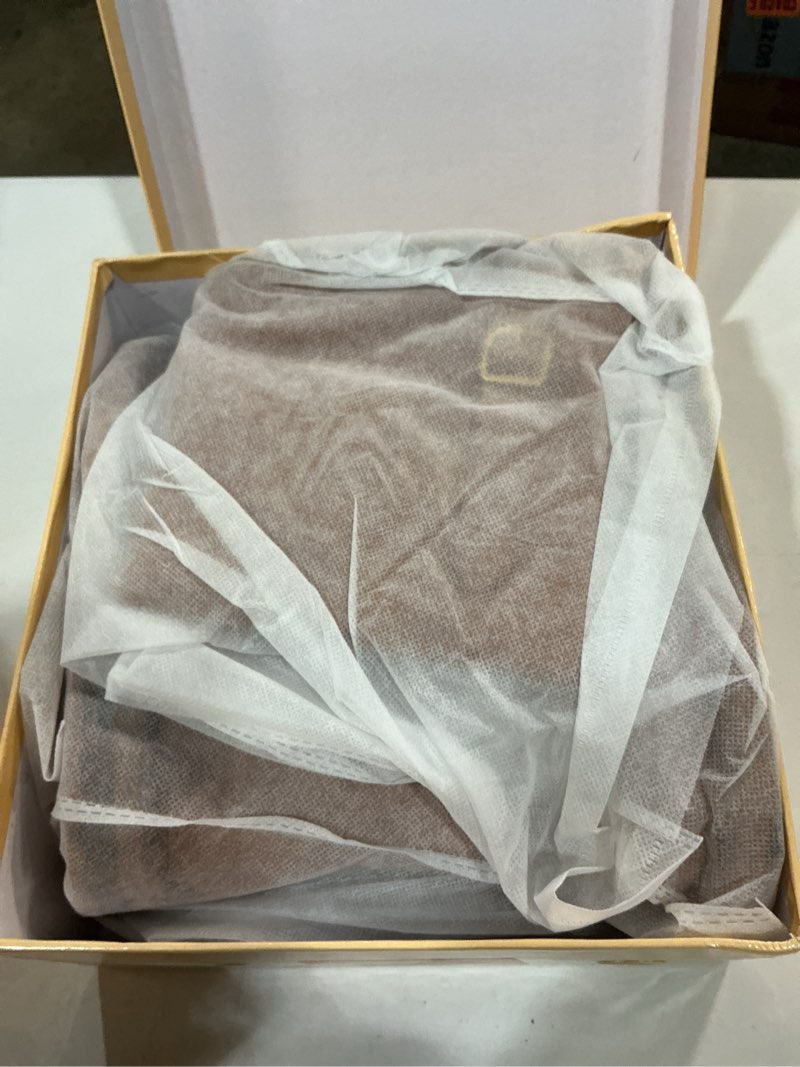 Condition photo showing New/Like New for women's knee high boots chunky heel square toe tall boots for women low heel back zipper boots 7.5 brown