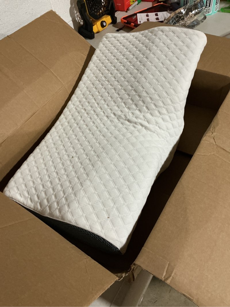Condition photo showing As Is for derila cervical neck pillow for sleeping - support pillow for back, stomach, side sleeper contour memory foam pillows for shoulder relief, for women 19.7" x 11.8" x 3.9"