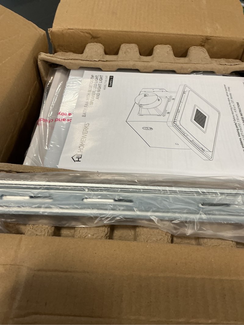 Condition photo showing New/Like New for homewerks 1.5-sone 110-cfm white decorative lighted bluetooth compatibility bathroom fan