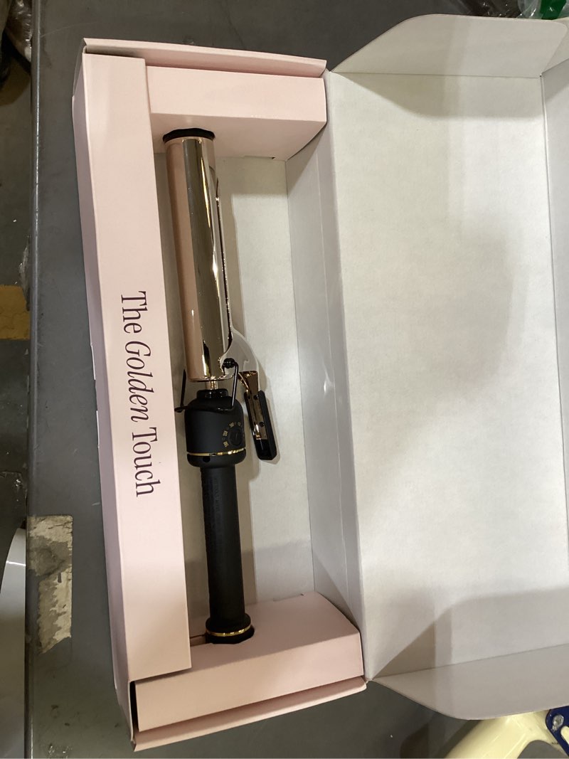 Condition photo showing New/Like New for hot tools 24k gold professional 1 1/4" extended barrel curling iron with clamp for tousled curls - 24k gold technology for long-lasting results & longer barrel for easy styling
