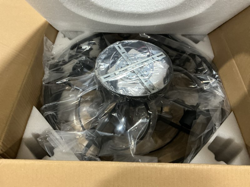 Condition photo showing Good Condition for Farmhouse Rustic Ceiling Fan with Light - Bear Deer Design, 6 Speeds Black Caged Fan Lights Ceiling Fixtures and Remote Control for Living Room, Bedroom, Hallway, Entryway Lighting Black 20 INCH