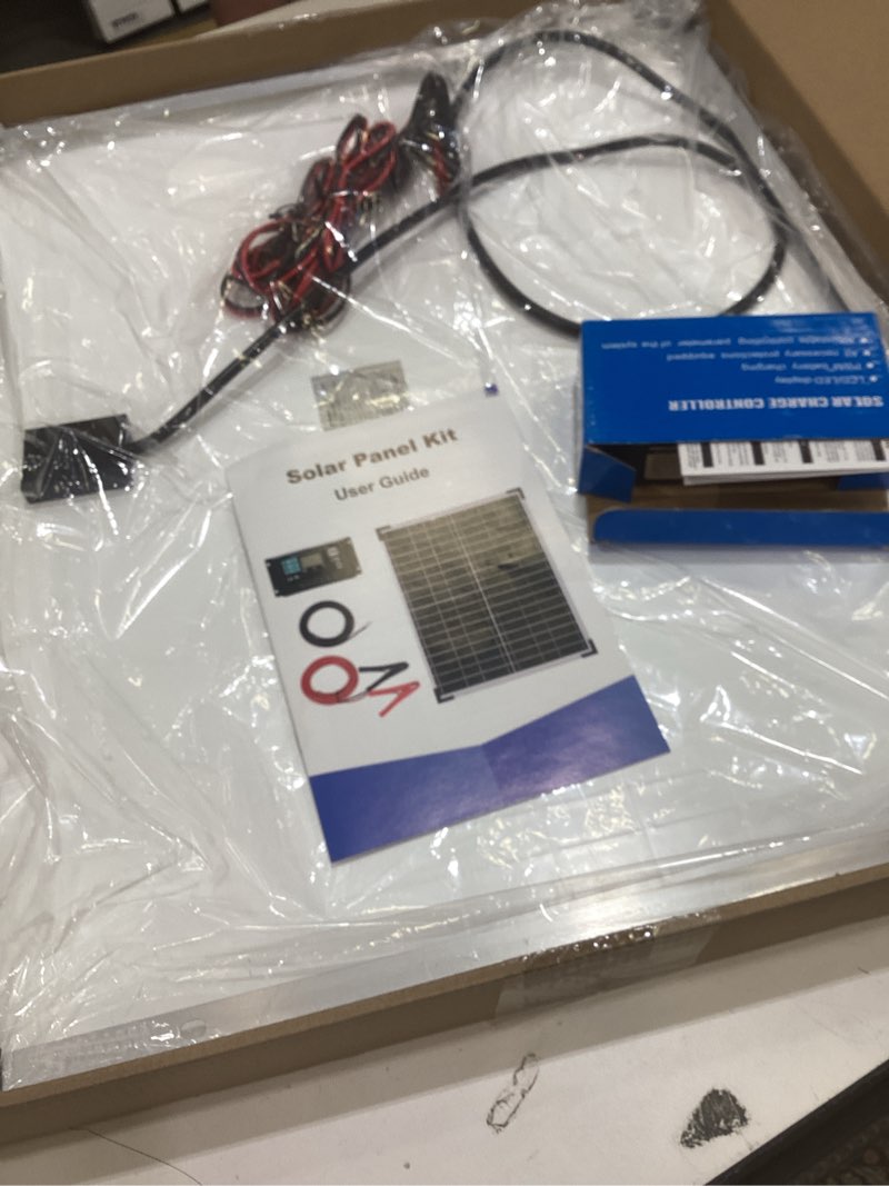Condition photo showing Good Condition for solar panel kit 50w with 10a charge controller monocrystalline solar panel kit with extension cable for car roof rv marine rooftop farm battery and other off-grid applications
