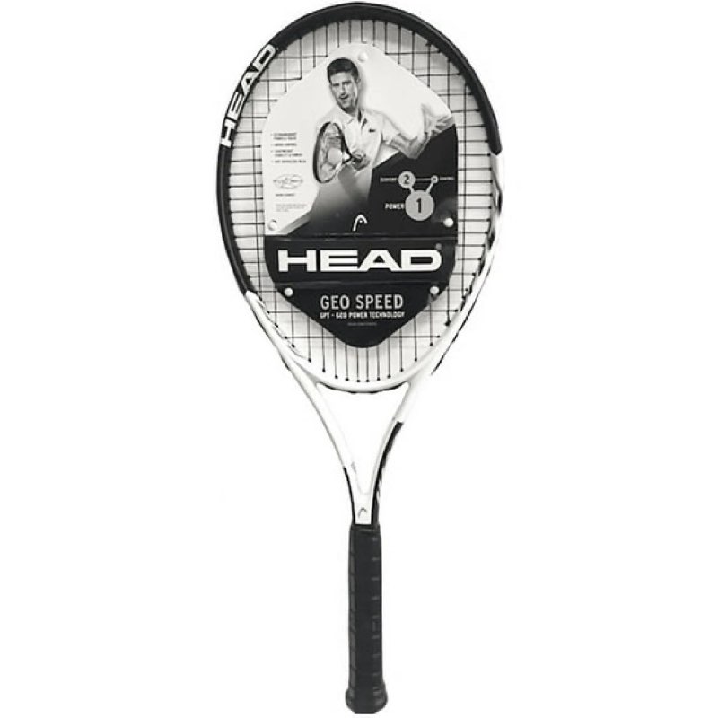 head geo speed adult tennis racquet, pre-strung, black/white, 10.4 oz. weight, 105 sq. in. racquet head size