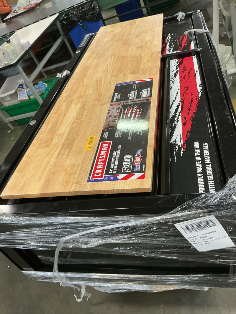 Condition photo showing Good Condition for Craftsman 63” wide patriotic 9- drawer workstation