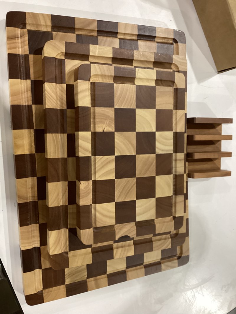 checkerboard cutting board 3-pc set, solid wooden chopping board, acacia wood cutting board for kitc