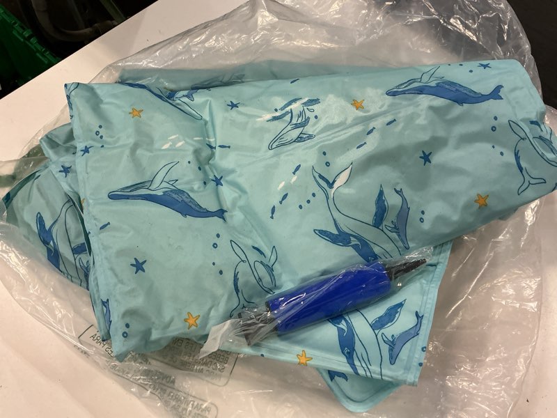 Condition photo showing As Is for meanplan 2 pcs 17.7"x 47.2" large reusable freezable ice mats for buffet table cooling trays cold plate for food cheese deli meat veggie plates, keep food cold for buffet table picnics (dolphin) 2 dolphin