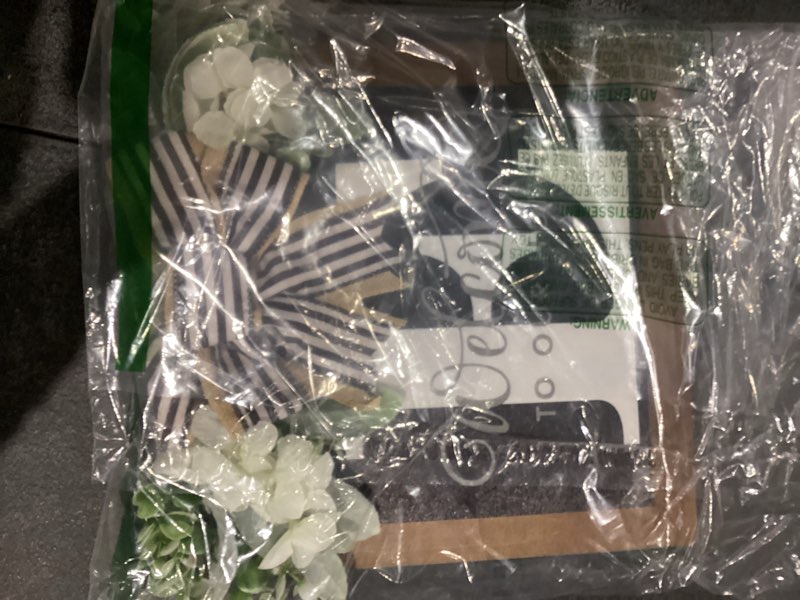 Condition photo showing Good Condition for Last Name Year Round Front Door Wreath Front Porch Decoration 26 Letter Welcome Sign with Eucalyptus Garland and Bow Spring Wreaths for Front Door Outside Hanger Garland?E?