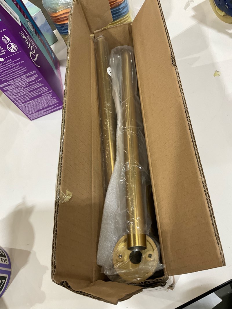 Condition photo showing Good Condition for Room Darkening Curtain Rods for Windows, 28 to 53 Inches Splicing Construction Drapery Rod, 1" Adjustable Blackout Wrap Around Curved Curtains Rod, Wall Mounted Ceiling Mounted, Brushed Gold Brushed Gold 28-53"