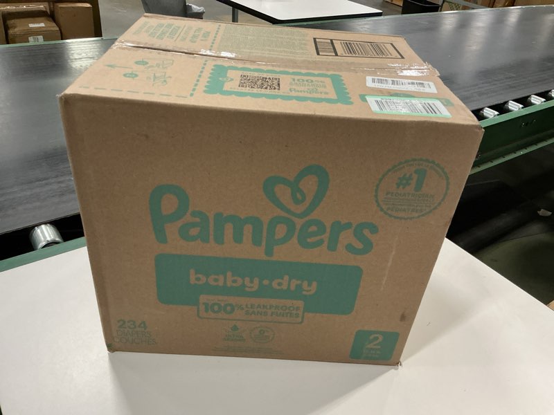 Condition photo showing New/Like New for Pampers Diapers - Baby Dry - Size 2, 234 Count, Absorbent Disposable Infant Diaper (Packaging May Vary) Size 2 234