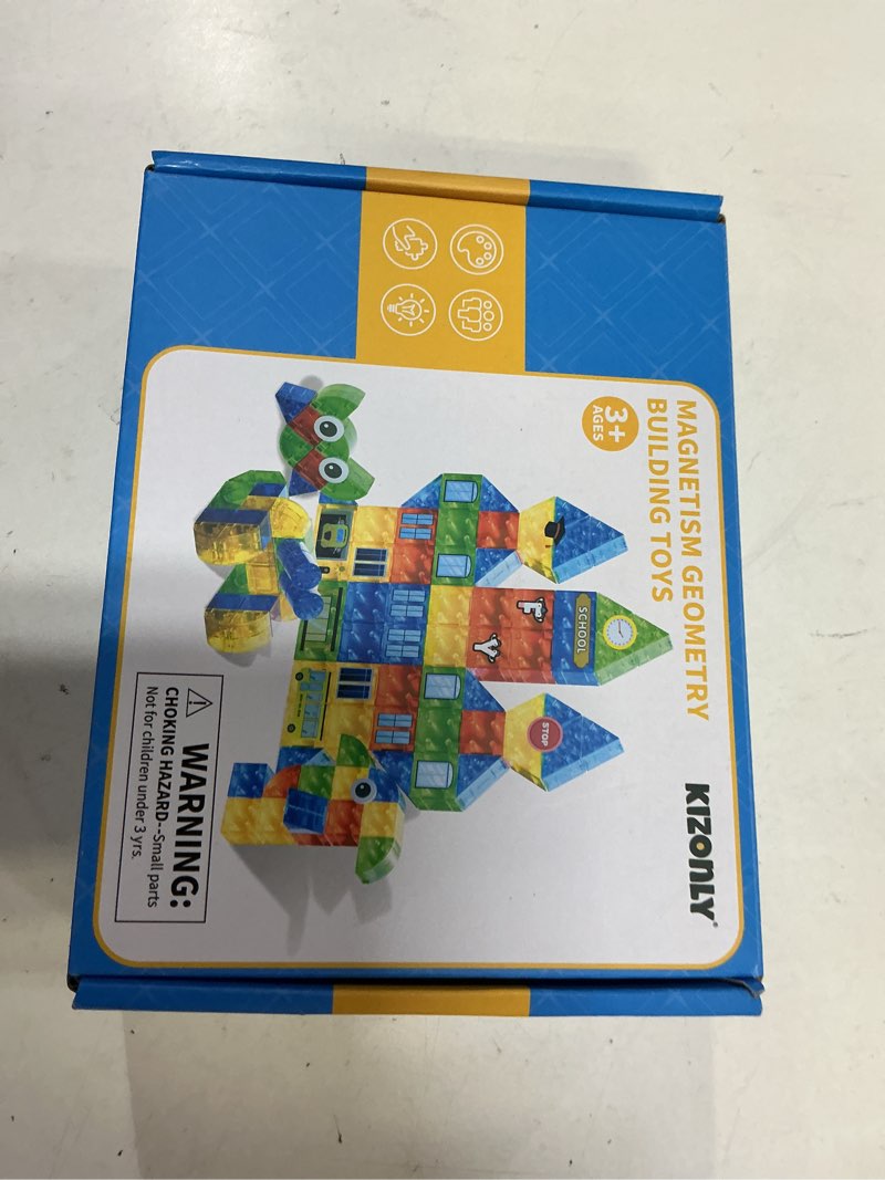 Condition photo showing New/Like New for kizonly magnet toy for toddlers 3-5, 115 pieces magnet building toys for kids 4-8, preschool educati