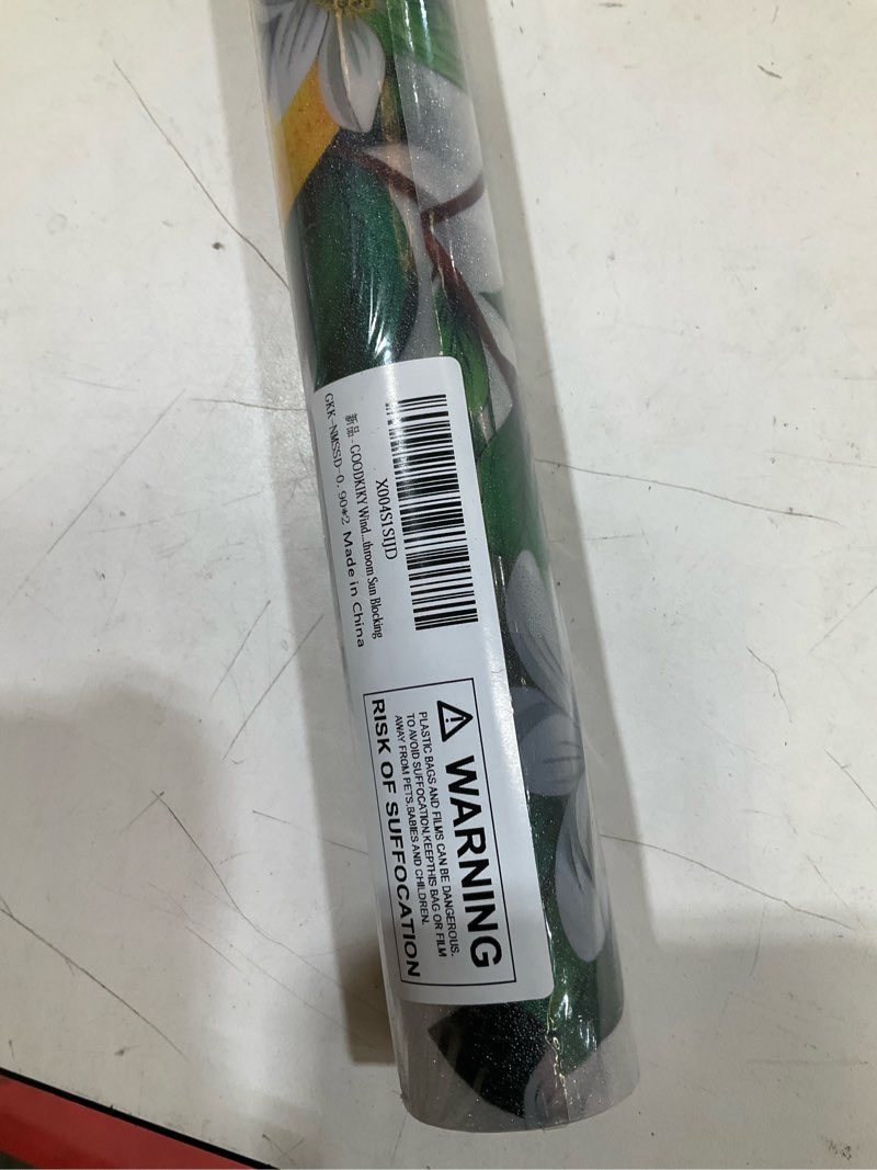 Condition photo showing Good Condition for window film, frosted privacy, one way tint, uv block, heat insulation, anti-glare, static cling, renter friendly for home bathroom door frosted lemon tree 35.5*78.5
