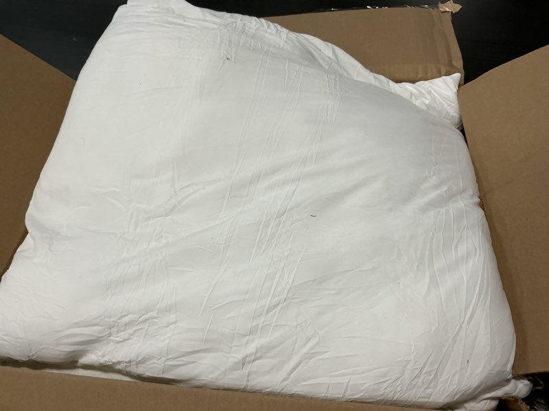 Condition photo showing As Is for Throw Pillows Insert Set of 2, White 24x24 in Pillow Inserts with 100% Cotton Cover,Bed and Couch Decorative Stuffer Pillows,Indoor Pillows for Sofa