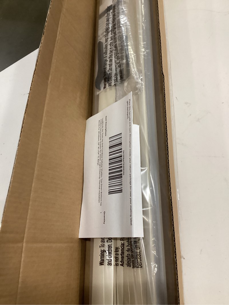 Condition photo showing New/Like New for LazBlinds No Tools No Drill Cordless Cellular Shades, Top Down Bottom Up (TDBU) Honeycomb Shades for Home, Light Filtering Thermal Insulation Blinds for Windows, 39" W x 64" H, Beige Light Filtering - Beige 39" W x 64" H