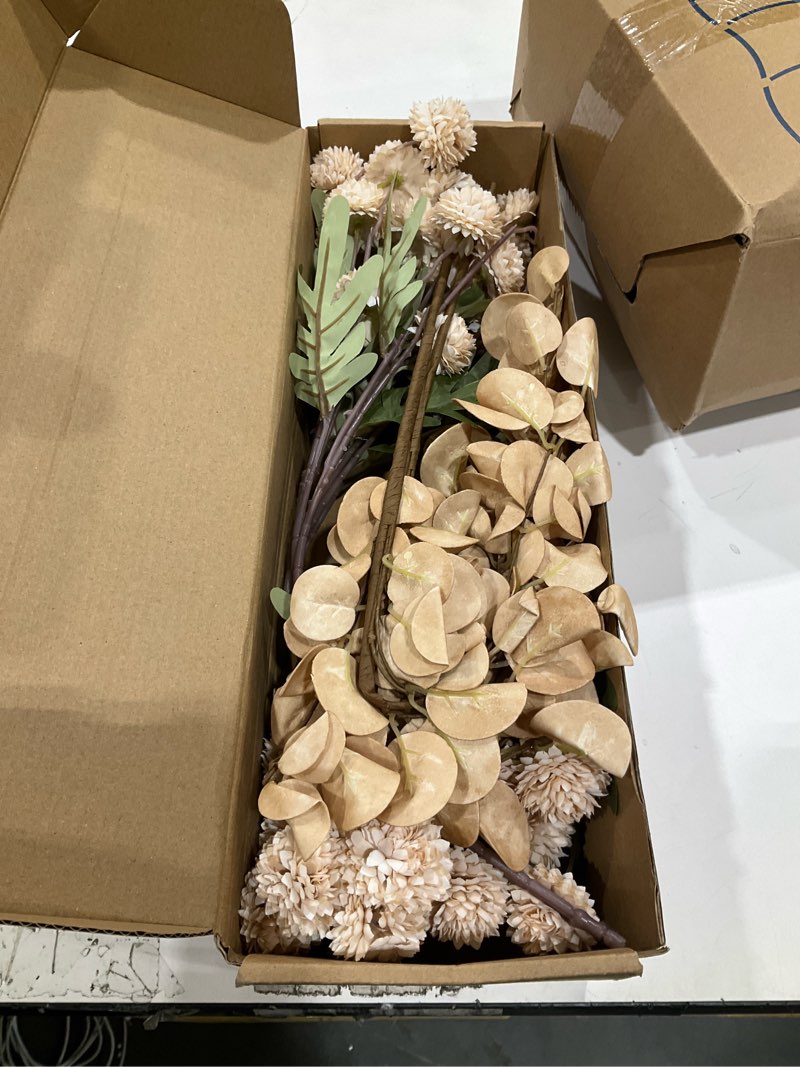 Condition photo showing Good Condition for waipfaru 10pcs fake silk pompon mum artificial flowers, bulk faux mini chrysanthemums, for centerpieces wedding fillers champagne arrangements boho decor, no vase, beige