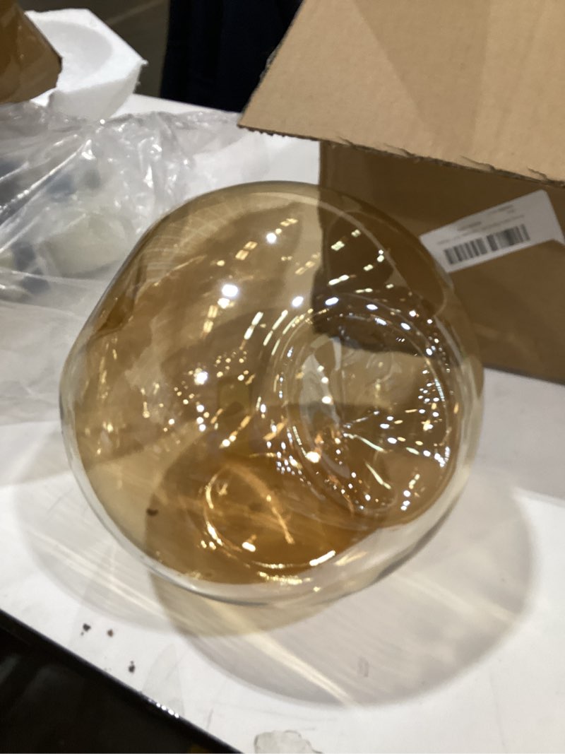 Condition photo showing Good Condition for Brikey Glass Spherical Pendant Light,Gold Iron & Glass Globe Hanging Ceiling Lamp (9.8‘’, Amber) 9.8‘’ Amber