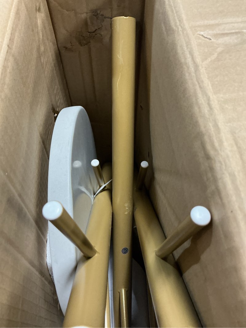 Condition photo showing Good Condition for ELYKEN Coat Rack Freestanding with Natural Marble Base, Metal Coat Rack Stand with 10 Hooks, 3 Adjustable Size Coat Tree for Bags, Clothes, and Hats for Entryway, Bedroom, Hallway, Office, Black