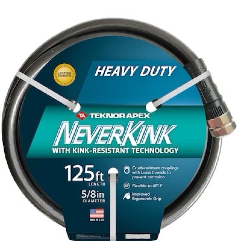 neverkink teknor apex 5/8-in x 125-ft heavy -duty kink free vinyl green coiled hose