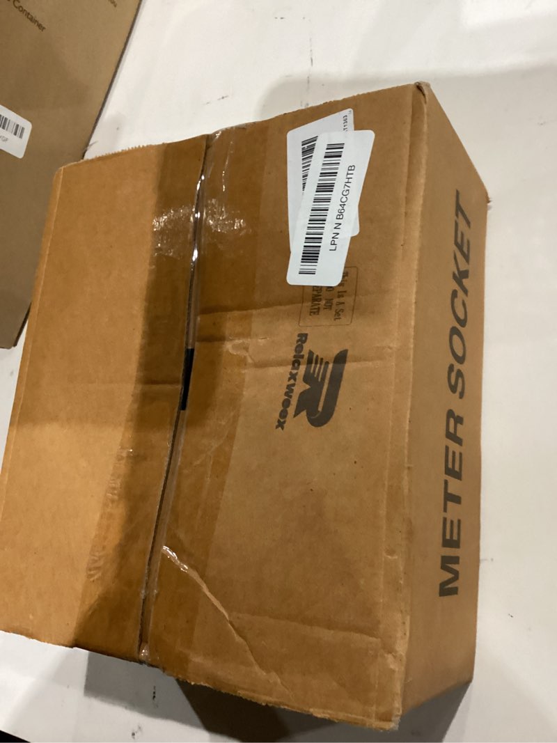 Condition photo showing New/Like New for 100a, 4 jaw meter base meter socket, 8.7 x 7.5 x 3.2 inch, 600v 1 phase 3 wire ringless type, with horn bypass, suitable for overhead/underground feed 8.7 x 7.5 x 3.2 inch 100a, 4 jaw