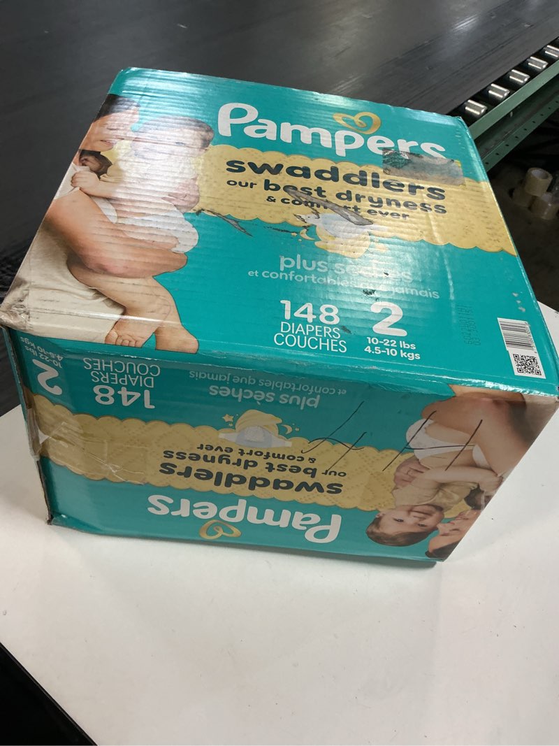 Condition photo showing New/Like New for Pampers Swaddlers Diapers, Size 2 (10-22 lbs), 148 Count, Absorbent, Keeps Baby Dry and Comfortable, Skin Safe Disposable Baby Diaper Size 2 148