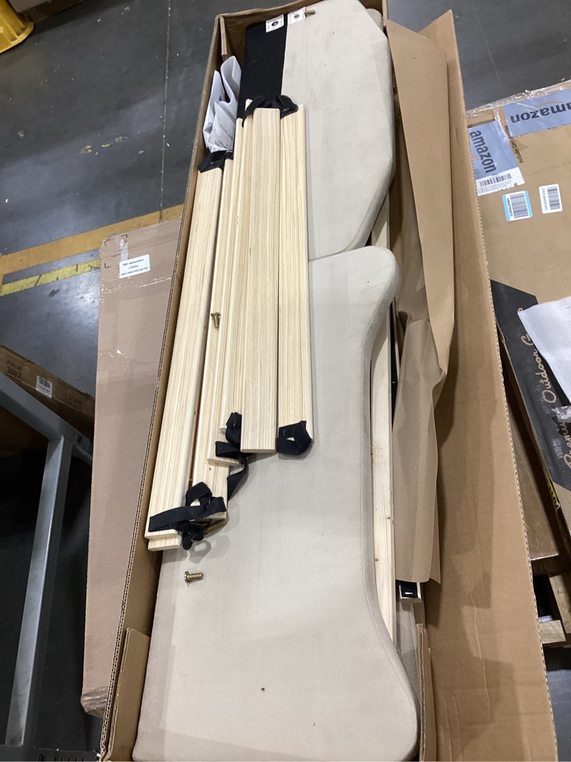 Condition photo showing As Is for joymor toddler bed, floor bed with safety guadrail, montessori toddler bed with animal ear shapes, soft velvet wood bed for infant, kids, mattress not included (beige)