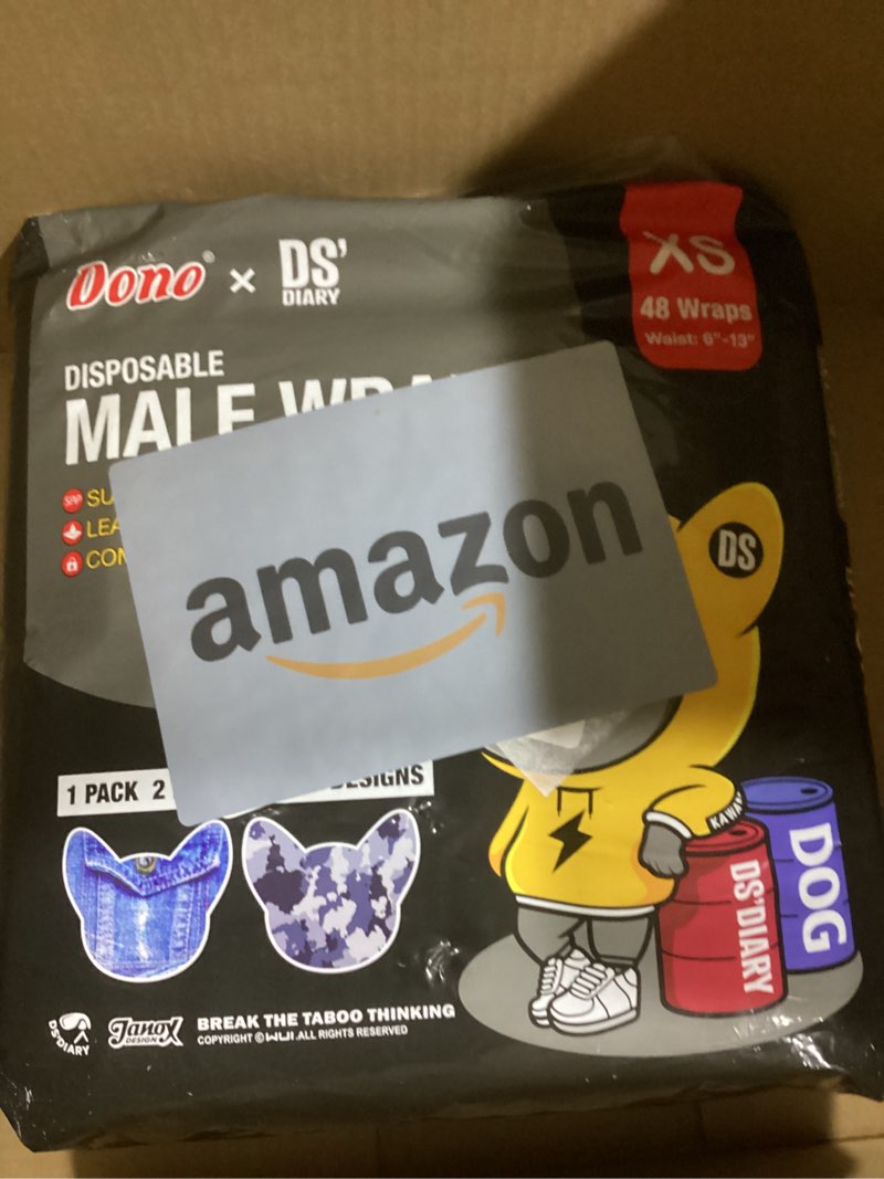 Condition photo showing Good Condition for Dono Dog Diapers Male Disposable Male Dog Wraps, 48 Count Wider Doggie Puppy Diapers Male Belly Bands, Super Absorbent, Leak-Proof Fit, Excitable Urination, Incontinence, S Small (12-19inch) 48