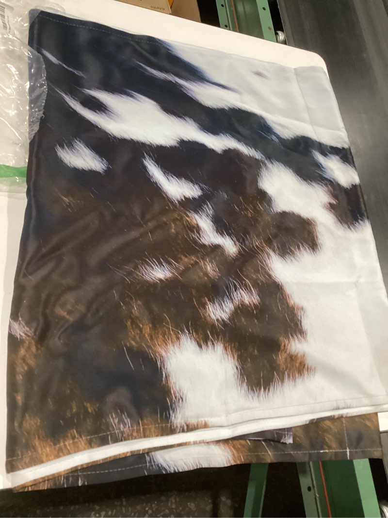 Condition photo showing Good Condition for Cow Print Blackout Curtain,Brown White Cowhide Animal Fur Western Rustic Farmhouse Style Window Treatments Rod Pocket Curtain for Bedroom Living Room Kitchen Decor Drapes 42x45in 21"W x 45"L (Pack of 2) Style-4