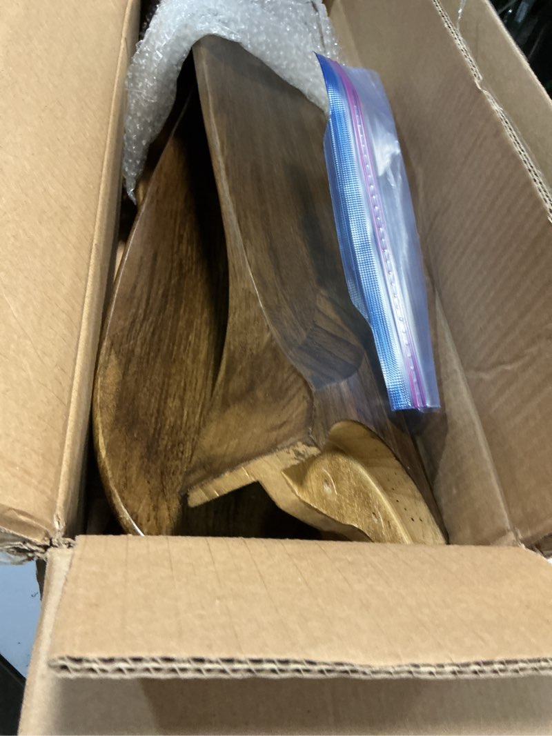 Condition photo showing Good Condition for Haipeel 60 Inch Outdoor Ceiling Fans with Lights, Solid Wood Propeller 3 Blades Ceiling Fans with Lights and Remote Control Outdoor Fan for Patios Indoor, High CFM ETL Listed, Dark Walnut Dark Walnut 60 INCH