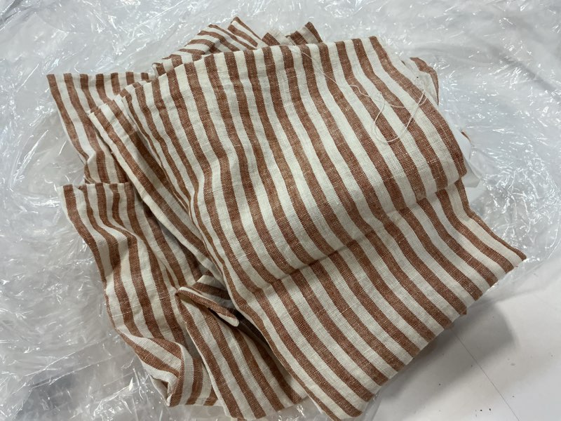 Condition photo showing Good Condition for european linen stripe sham set, standard, terracotta/white stripe