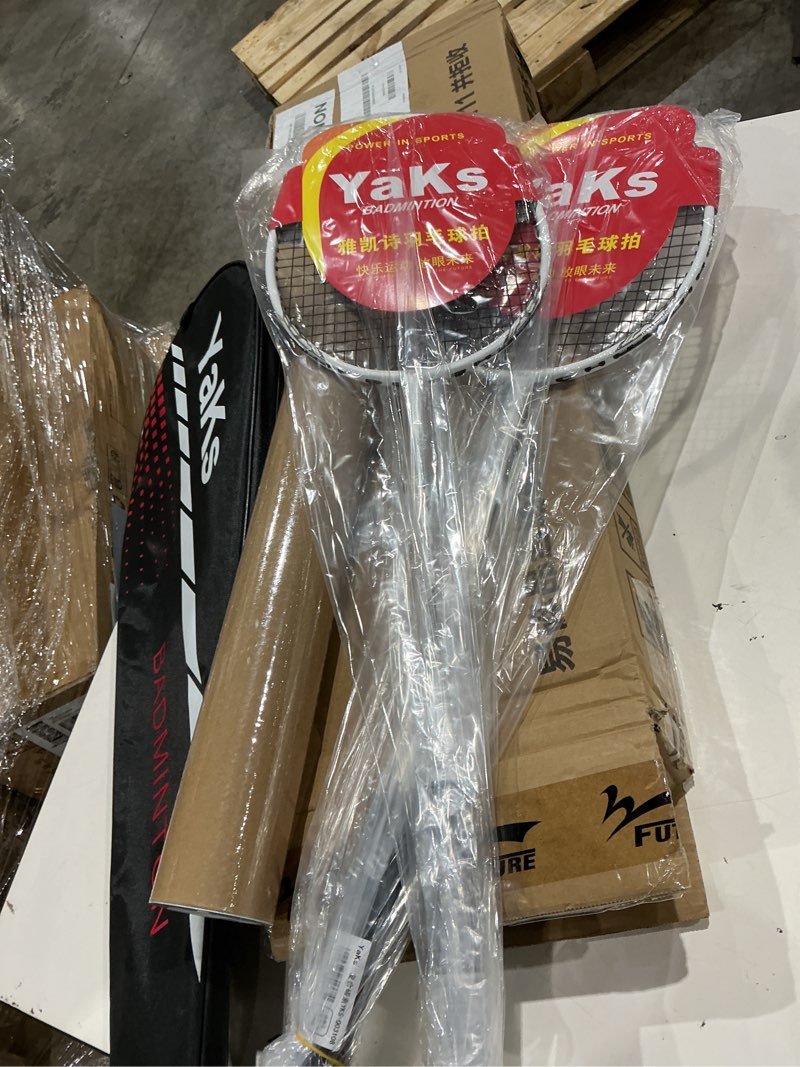 Condition photo showing Good Condition for yaks 3u professional carbon fiber badminton racket set - 2 rackets includes 12 shuttlecocks & carry bag, durable & lightweight white