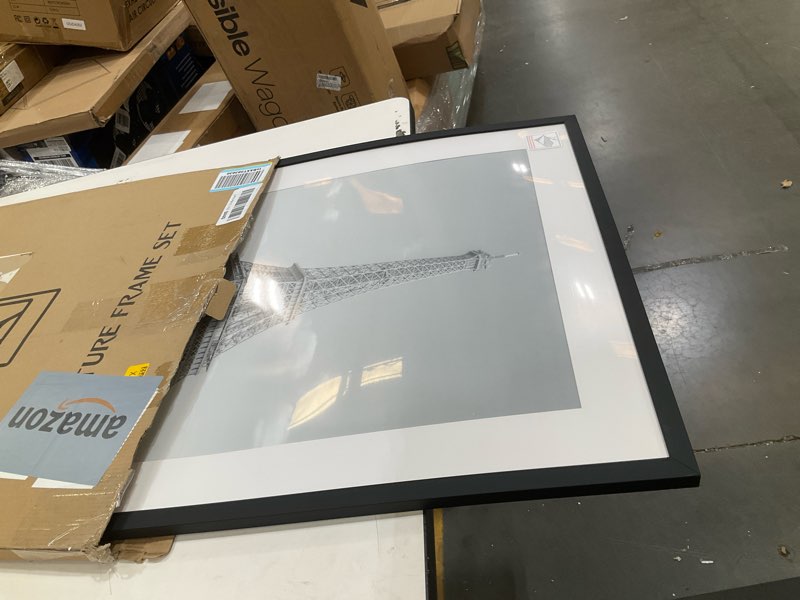 Condition photo showing As Is for upsimples 20x24 picture frame, display pictures 16x20 with mat or 20 x 24 without, wall hanging poster frames, black, 1 pack black 20x24