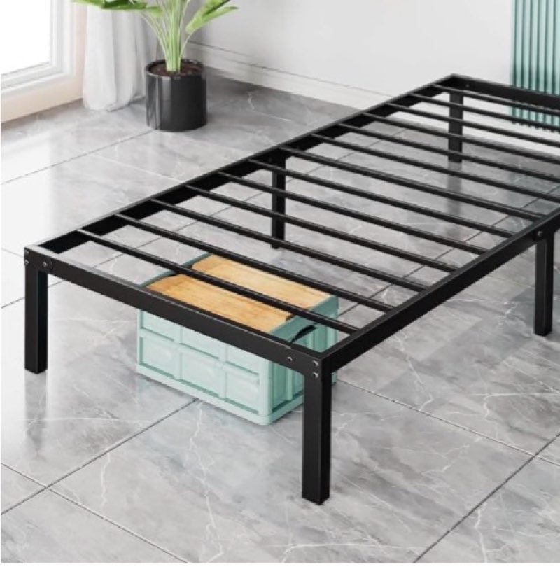 Yapamar Heavy Duty Metal Bed Frame with Sturdy Steel Slat Support, Noise Free, Easy Assembly, Steel Slats Support, No Box Spring Needed - Twin