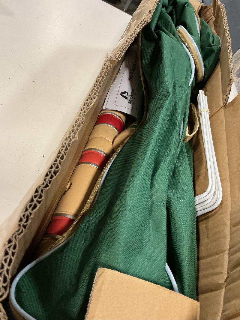 Condition photo showing Good Condition for apudarmis six player croquet set with premiun rubber wooden mallets 28in,colored ball,wickets,stakes - lawn backyard outdoor game set for adults/teenagers/family (large carry bag including) 28'' standard
