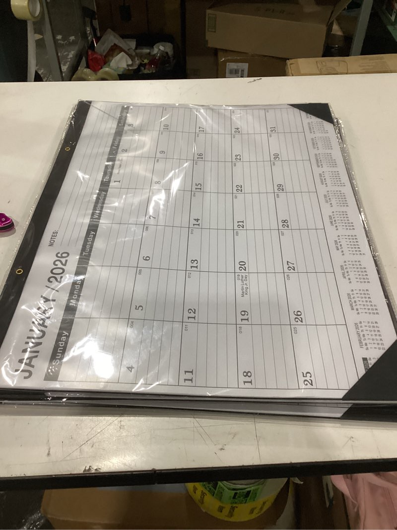 Condition photo showing New/Like New for desk calendar 2026(january 2026 - june 2027)?2026 desk calendar large 22 x17?2026 calendar,classic black,large calendar 2026-2027 with plastic cover 2026-2027-jan-1pcs